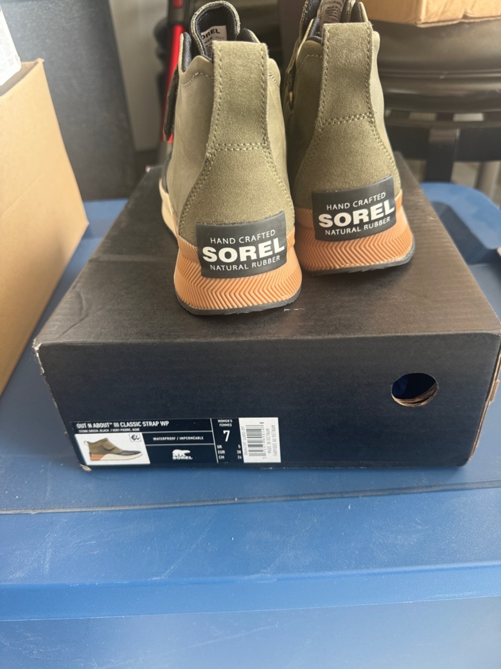 Sorel Out N About Strap WP Boots Olive/Black Waterproof Women’s 7 - Picture 5 of 5